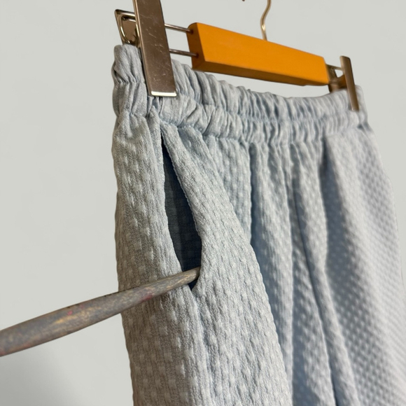 Top and Shorts Set Women Size Medium Blue Short Sleeves Cropped High Waisted - Picture 9 of 10